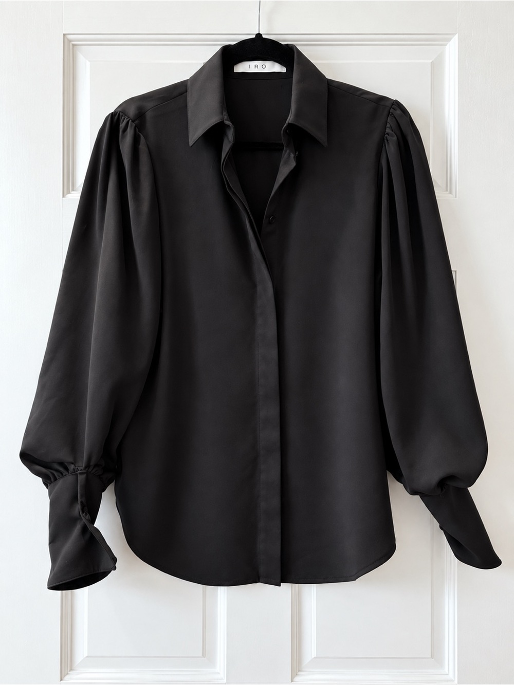 IRO Talasia Black Puff Sleeve Blouse | Size S